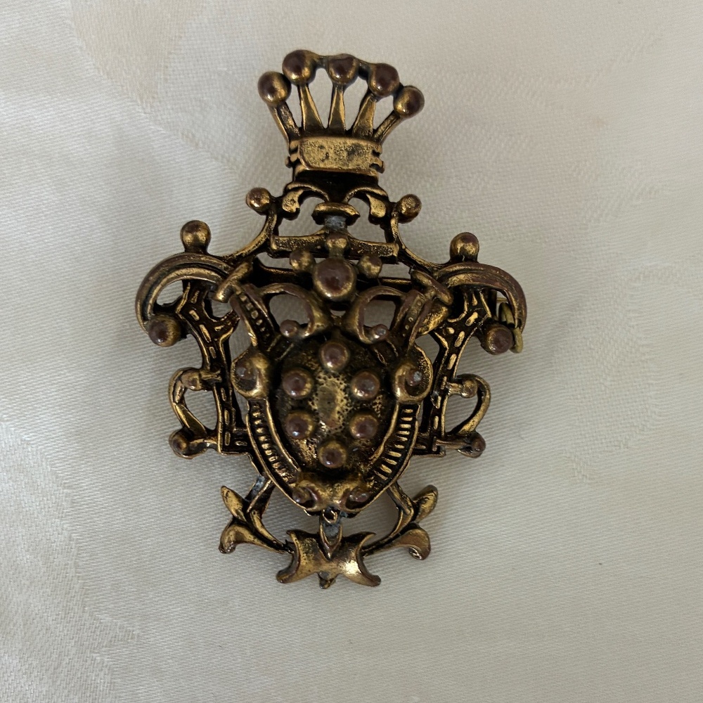 Vintage Crown and Crest Brooch